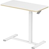PrimeCable Medical Bed Side Overbed Table with Wheels, Height Adjustable Tray Table for Hospital or Home Use, Small Standing 