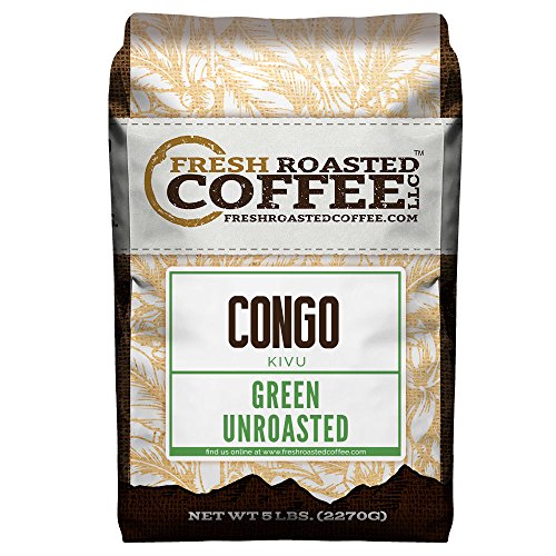 Fresh Roasted Coffee LLC, Green Unroasted Congo Kivu Coffee Beans, 5 Pound Bag