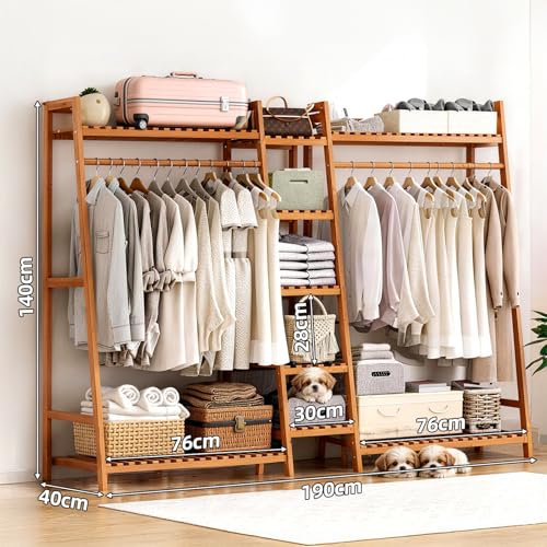 GARUISKY Rack para ropa, Closet armables para ropa con 9 Compartimentos de Almacenamiento, 160x40x140CM Perchero con Estantes, para Balcón, Dormitorio, Sala de estar y Lavandería, Fácil de montar