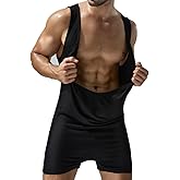 Gymskop Mens Onesie Pajamas Henley Jumpsuit Adult Underwear Stretchy Silk Romper Pajamas Sexy Lounge One Piece Pajamas