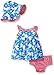 Gerber Baby Girls 3-Piece Sundress, Diaper Cover and Hat Set, Blue Daisies, 0-3 Months