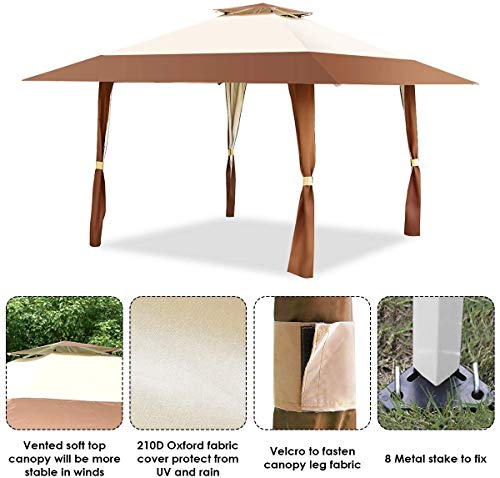 DNNAL Pavillon im Freien, 4 x 4 m wasserdichte Outdoor-Markise Vordach Große Marquee Shelter mit Tragetasche für… – Bild 6