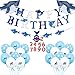 Shark Birthday Party Decorations, Shark Happy Birthday Banner Shark Balloons Large Shark Foil Balloon for Kids 1st 2nd 3rd 4th 5th 6th 10th Under the Sea Ocean Shark Theme Birthday Party Supplies
