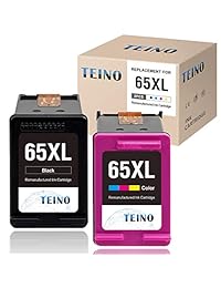 Teino - Cartuchos de tinta remanufacturados de repuesto para HP 65XL 65 XL para Envy 5055 5052 5058 DeskJet 3755 2652 2622 3752 2655 3720 2624 3722 3730 3732 3758 3721 3723 (2 unidades), color negro
