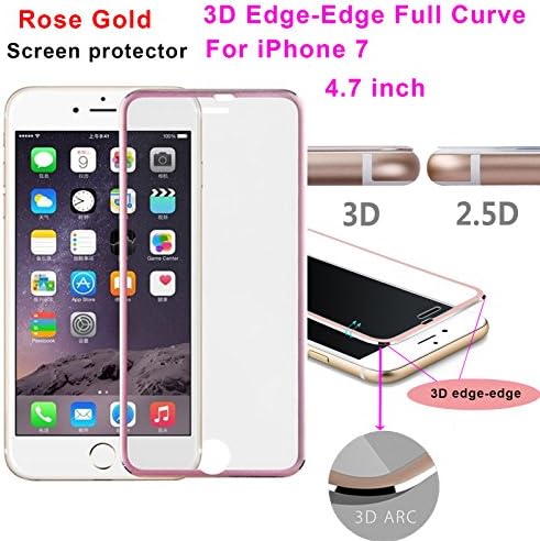 iPhone 7 Tempered Glass Screen Protector, GetChance 3D Curved Edge Tempered Glass Film Full Screen Protector for Apple iPhone 7 Rose Gold