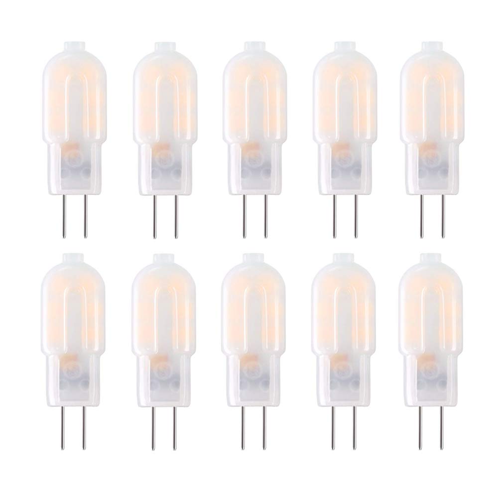 WULUN G4 Bi-pin Base LED Bulbs 2W Energy Saving Lamps with Milky White Cover, Replace 20W Halogen, 200LM, 360°Beam Angle, AC/DC 12V, Non Dimmable, 10Pcs