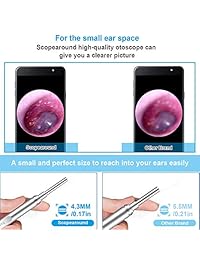 Otoscope, ScopeAround   Cámara de inspección de orejas (endoscopio de oreja profesional, kit de limpieza de cera de oído con 6 luces LED ajustables para dispositivos Android Micro USB y USB C, Windows)