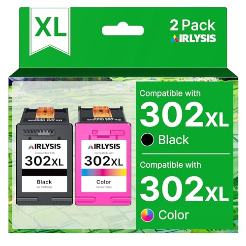 AIRLYSIS 302XL Tintenpatronen Ersatz für HP 302 XL Schwarz und Farbe für HP DeskJet 3639 3630 3632 3636 Envy 4520 4527 4525 4524 OfficeJet 3831 3833 3