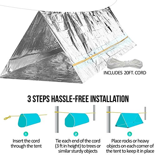 image for PAMASE Emergency Survival Tube Shelter Tent for 2 Adults + 2 PCS Mylar