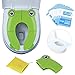 Travel Portable Folding Potty Training Toilet Seat Cover, Non Slip Silicone Pads, Suitable for Kids Baby Boys and Girls (Green)