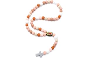 Kigeli Blue Cross Baptism Silicone Rosary God Bless First Rosary Catholic Cross Necklace Baby Shower Baptism Party Supply for Baby Shower Christian Communion Gifts