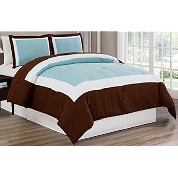 Beige Blue Teal And Brown Luxury Stripe 8 Piece King Size Comforter Set Comforters Bedding Sets Home Garden Worldenergy Ae
