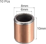 sourcing map Sleeve Bearings 6mm Bore x 8mm OD x 10mm Length Oil-less Bushings view 2