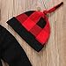 Newborn Baby Boys Girls My First Christmas Bodysuit and Plaid Pants Leggings Headband Hat 4pcs Christmas Outfits Set (Black 1, 70 (0-6 Months))
