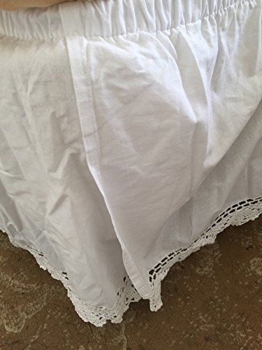 FineHome 100% Cotton Handmade Crochet Joint Fabric Table Runner, Placemats, Table Topper, Table Cloth, Cushion case, Bed Skirt, Dust Ruffle (Bedskirt-King-Calking, Beige/Off White) - Thumbnail 2