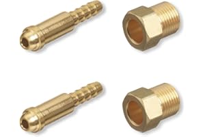 Argon Nut & Nipple x 1/4" Hose Barb, Mig Tig Welding Fitting Inert Gas, 2 Sets