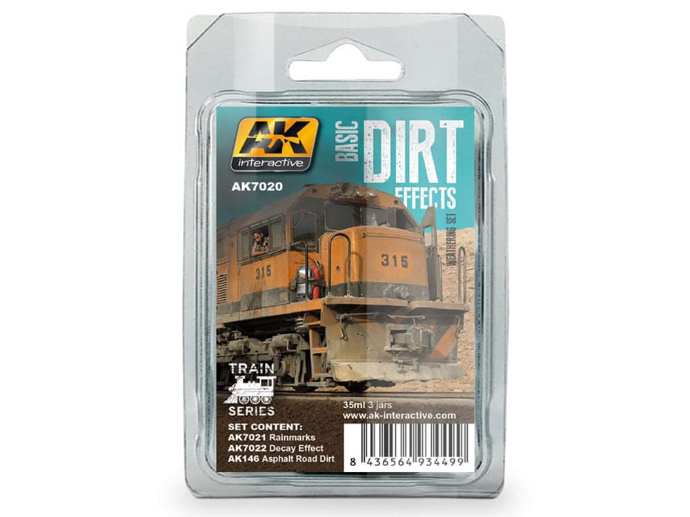 AK Interactive Basic Dirt Effects Weathering Set Train Series # 7020