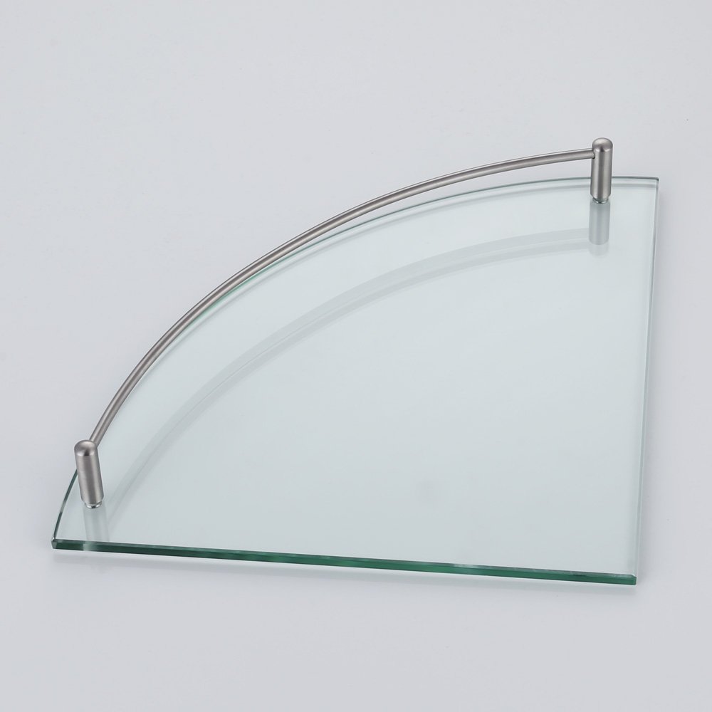 Corner Tempered Glass Shelf Bathroom Shower Wall Mount Triangular