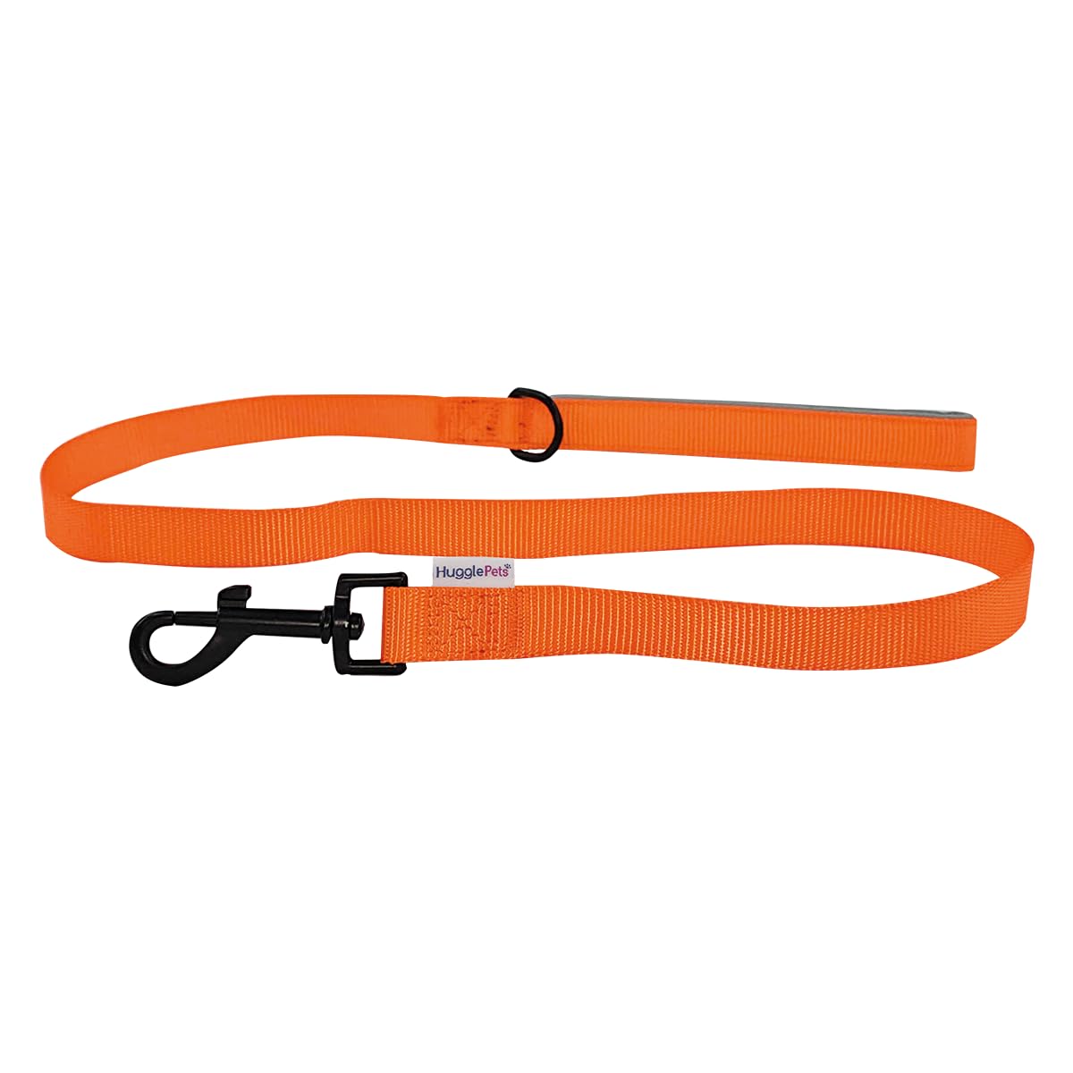 HugglePets Soft Padded Dog Lead. Orange Dog Lead with Metal Swivel Trigger Fastening, Reinforced Stitching, Accessory Clip & Soft Neoprene Handle.