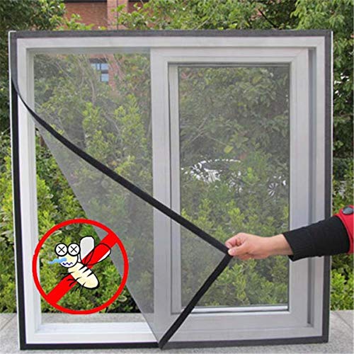 Black DIY Self-Adhesive Window Screen Mesh Net Curtain Invisible Screens Window with Tape Anti Mosquito Bug Easy to Use Take Apart Wash 130cmx150cm - Thumbnail 3