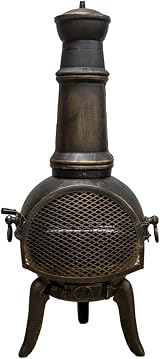 Monster Shop Cast Iron Chiminea Bronze Outdoor Heater with Cover & Rack view 3