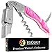 Hicoup Wine Opener - Professional Corkscrews for Wine Bottles w/Foil Cutter and Cap Remover - Manual Wine Key for Servers, Waiters, Bartenders and Home Use - Flamingo Resin