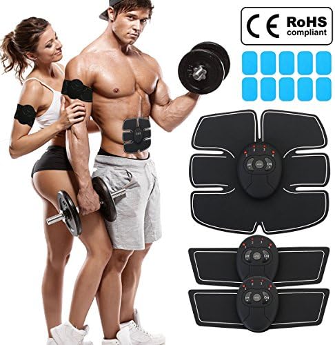 ABS STIMULATOR &amp; MUSCLE TONER - Portable Muscle Trainer with Rhythm &amp; Soft Impulse - 6 Modes &amp; 10 Levels with Simple Operation - Ultimate EMS ABS Stimulator for Men Women (muscle toner set)