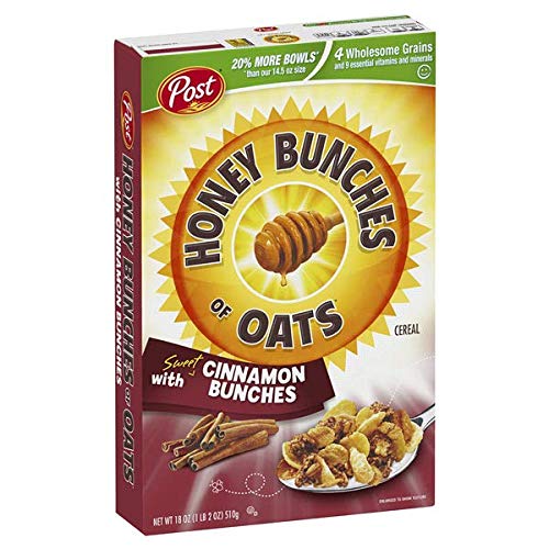 Post Honey Bunches Of Oats Cinnamon, 18 oz (Pack of 3)
