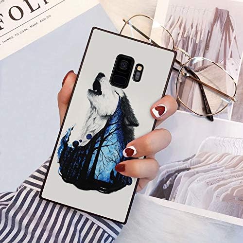 Square Wolf Art Samsung Galaxy S9 Plus Case, JQLOVE All-Inclusive Full-Body Shockproof Protective Phone Cover, Case for Samsung Galaxy S9 Plus Wolf Art