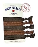 HAIR TIES (BRUNETTE) - Mane Street Hair Ties - Best Fold Over Elastic Material On The Market - No Tug Knotted Elastic Ribbon - Prevents Ponytail Holder Headache - Heat Sealed Ends TOP-SELLER