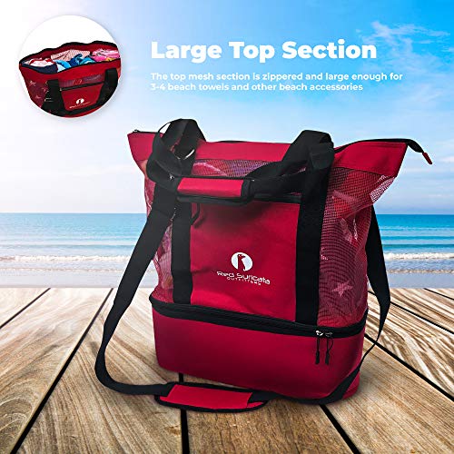 Red Suricata Mesh Beach Bag Cooler Beach Tote with Leakproof Rigid
