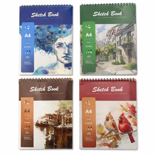Sketchbook Profissional para Desenho Artístico – Caderno de Desenho com Papel A4 Gramatura 160g/m² 24 Folhas Premium para Esboços, Ilustrações, Croquis, Mangá e Anotações Criativas