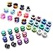 PiercingJ 36pcs Candy Colors Spots Acrylic Ear Stretching Plugs Kit and Double-flared Thin Silicone Saddle Tunnels Set