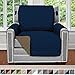 Sofa Shield Original Patent Pending Reversible Chair Slipcover, 2 Inch Strap Hook, Seat Width Up to 23 Inch Machine Washable Furniture Protector, Slip Cover Throw for Pets, Kids, Chair, Navy Sand