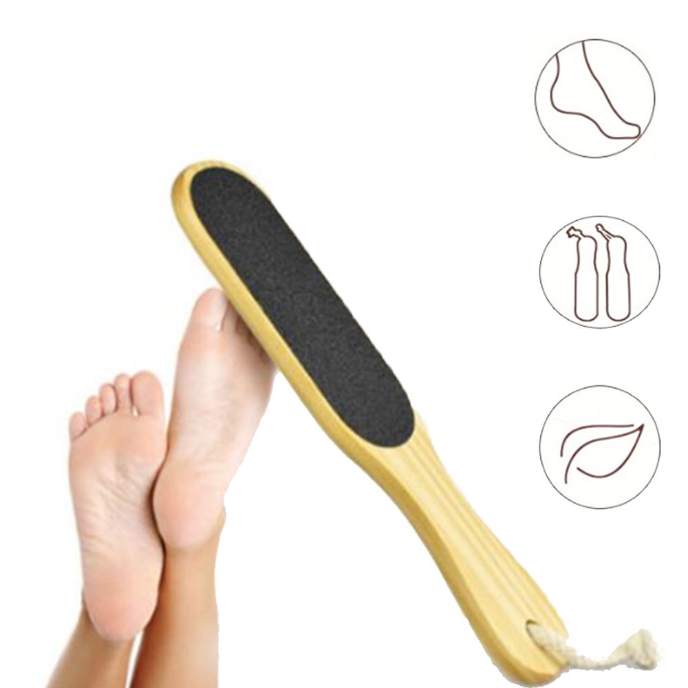 Zinnor Wooden Handle Double Sided Foot Pedicure File Callus Dead Skin Remover Scrubber Tool Pedicure Foot File