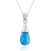 CRYSTALIS Natural Afghanite Gemstone Tear-drop Pendant Necklace, High Grade Crystal in Bezel, Chakra Healing Stone, Women Gift Jewelry, Dainty 925 Sterling Silver Chain 18 inch