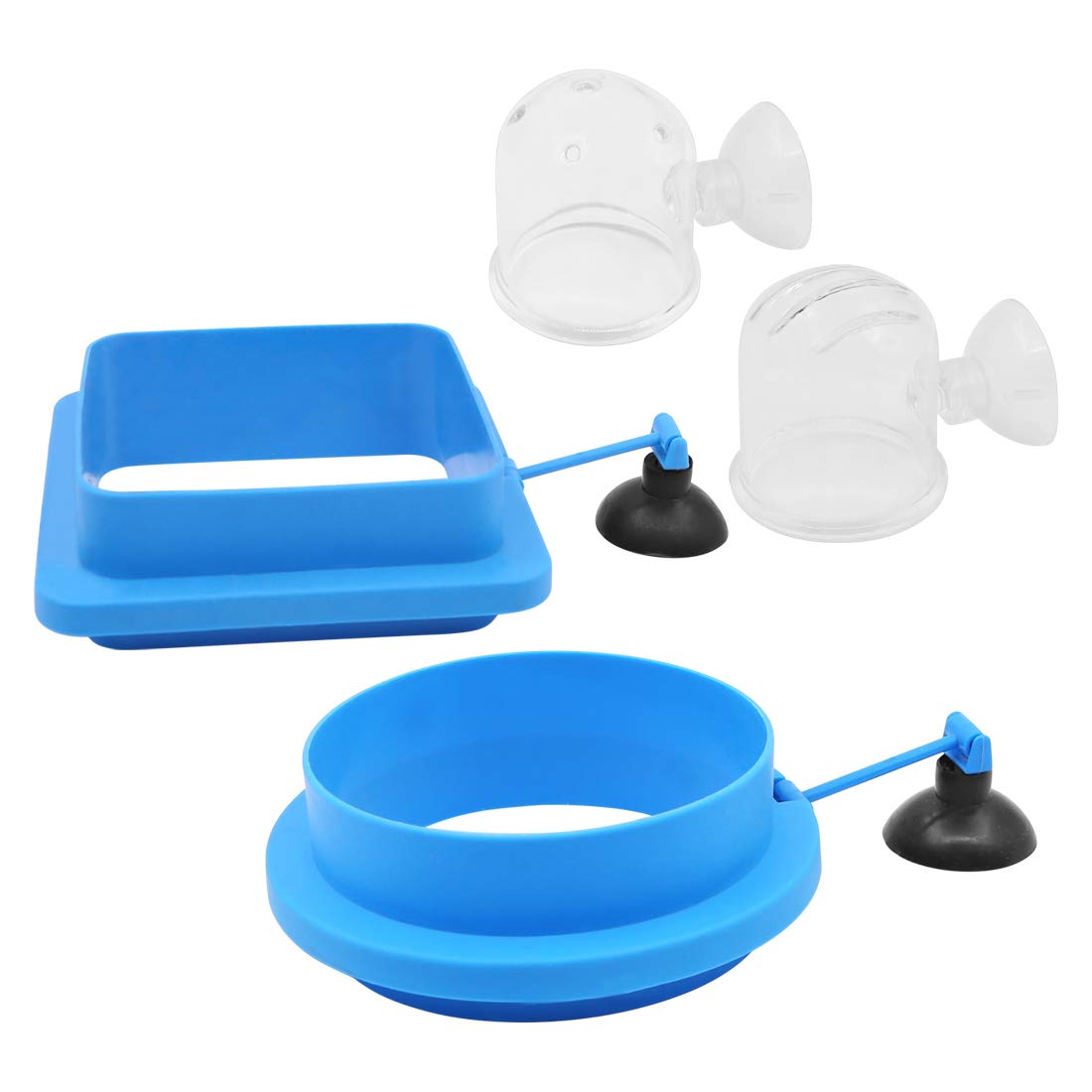 Aquarium Fish Feeder Set,2 Pcs Fish Feeding Ring and 2 Pcs Acrylic Floating Bloodworm Feeding Cup for Fish Tank Accessories