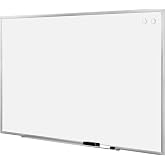 Amazon Basics Large Magnetic Dry Erase Whiteboard, 48" x 72", Aluminum Frame, Silver/White, with Pen Tray for School, Classroom, Office &amp; Home