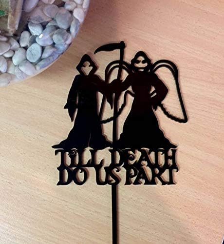 Till Death Do Us Part Cake Topper Wedding Anniversary Goth Angel of Death Grimm Reaper Cake Topper