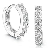 vmree Sterling Silver Earrings Studs, Rhinestones Hoop Diamond Stud Earrings for Girl Women (A)