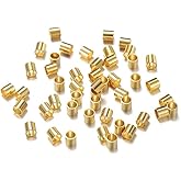500 Pcs Gold Crimp Beads, 2mm Stainless Steel Tube Spacer Beads & Jewelry Crimps for Bracelets Necklaces, Hypoallergenic Tiny Loose Beads for DIY Jewelry Making Supplies (Gold)