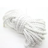 U Pick 10yds 5mm Decorative Twisted Satin Polyester Twine Cord Rope String Thread Shiny Cord Choker Thread (18:White)