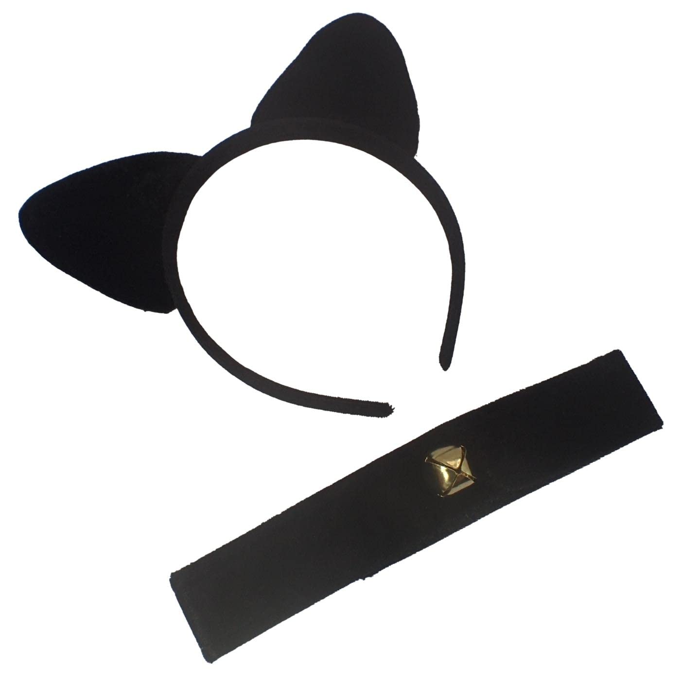 Topkids Accessories Cat Ears for Kids & Adults, Black Cat Headband, Kids Dress Up, Cosplay Accessories, Animal Fancy Dress Costume, Fluffy Cat Ears, World Book Day Costume (Black w/Bell Collar)