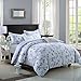 GOOFUN-D3Q 3pcs Duvet Cover Bedding Set 1 Duvet Cover 2 Pillow Shams Lightweight Microfiber Comfortable, Breathable, Soft, Full/Queen Size, Light Grey with White Flower