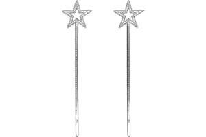 MOFALA 2PCS Star Wand, Children's Creative Handheld Pentagram Plastic Magic Wand, Role-Playing Enlightenment Toys, Educational and Creative Performance Props (Silvery)