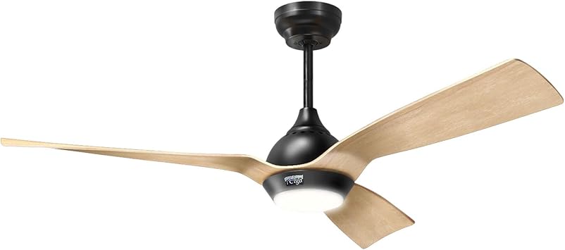 Reiga 52 Inch Dc Motor Ceiling Fan With Light Remote 3 Oak Color Blade Suit For Indoor Outdoor 6 Speed 3 Color Temperature Switch Amazon Com