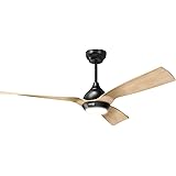 reiga 52-Inch DC Motor Ceiling Fan with Light Kit Remote Control, 3 Oak Color Blades Suit for Indoor / Outdoor, 6-Speed, Time