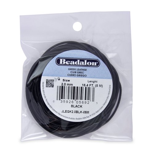 Beadalon Greek Leather 2.0mm Black, 5-Meter