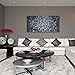MyArton Textured Abstract Squares Canvas Wall Art Hand Painted Modern Silver Oil Painting for Decoration Ready to Hang 48x24inch