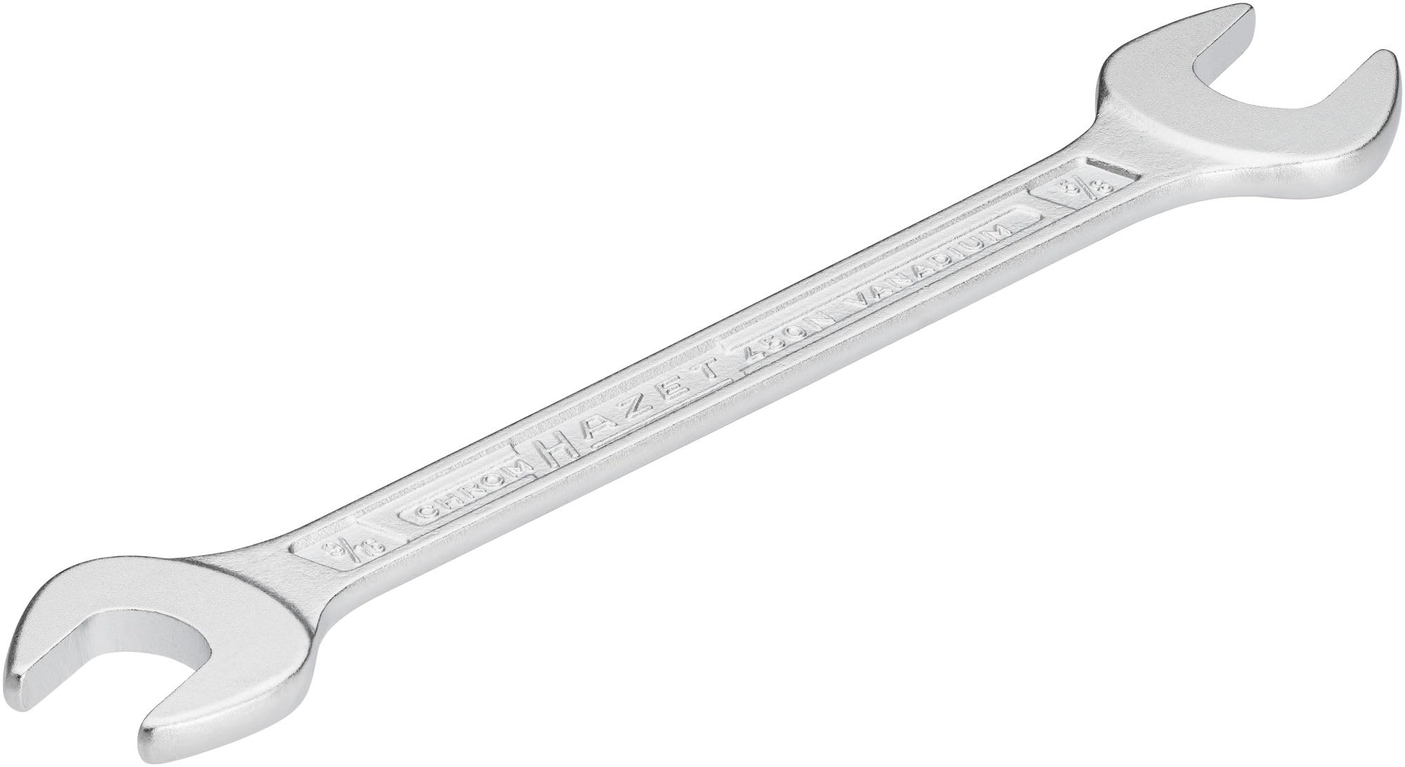 HAZET 450NA-9/16X5/8VKH 189.8 mm Hexagon Profile Double Open-End Wrench - Chrome-Plated